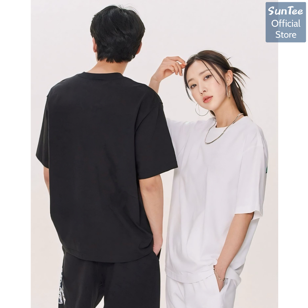 Áo thun form rộng unisex SUNTEE STFR001 phong cách basic trơn vải cotton 250GSM cao cấp thoáng mát