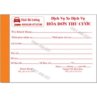 Hóa đơn dịch vụ taxi 2 liên a5 in thông tin. set 5 quyển