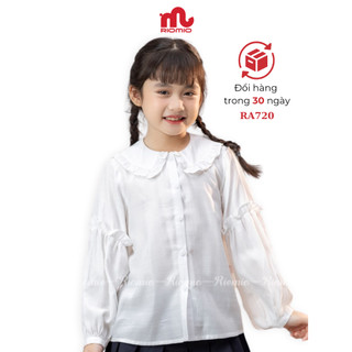 Set áo sơ mi cổ bèo phối chân váy xếp ly Riomio cho bé 5,6,7,8,9,10,11 tuổi RA720, RCV661