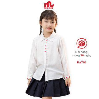 Set áo chân váy bé gái RIOMIO size 20-40kg, áo sơ mi dài tay thêu tim-chân váy xếp ly RA701,RCV662