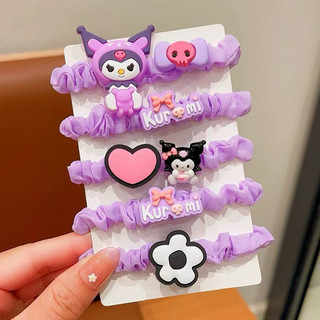 Vỉ 5 Dây Cột Tóc, Buộc Tóc Kuromi Cute Cho Bé