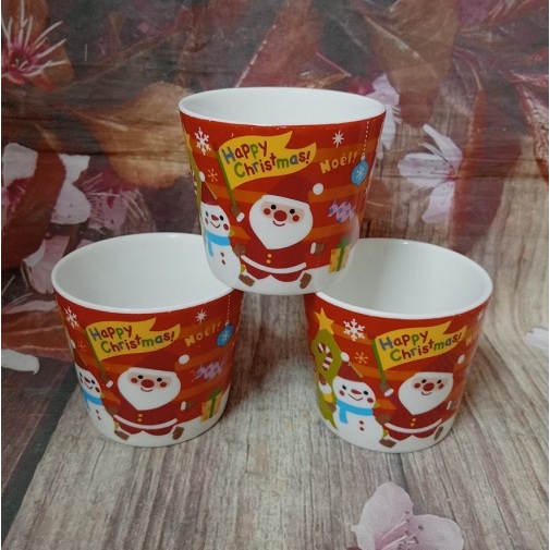ly sứ nhỏ mẫu Noel 160ml - ly sứ màu đỏ mẫu noel