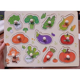 Bảng rau củ núm gỗ cho bé