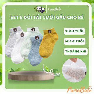 Set 5 đôi tất lưới cho bé, tất lưới gấu