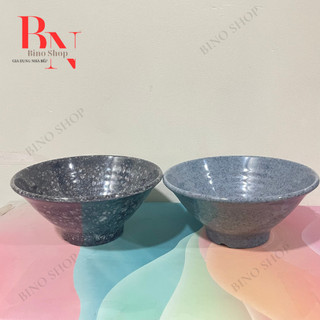 Tô Nhựa Melamine Vân Đá Đen/Xanh