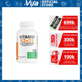 Viên Uống Bronson - Vitamin K2 (MK7) + D3 (60 viên) - Hỗ Trợ Xương Khớp, Tăng Cường Miễn Dịch Chính Hãng