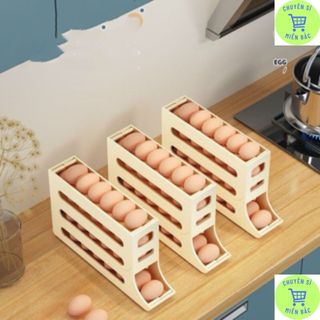 Khay trứng 4 tầng lăn tự động - khay đựng trứng tủ lạnh tự lăn thông minh