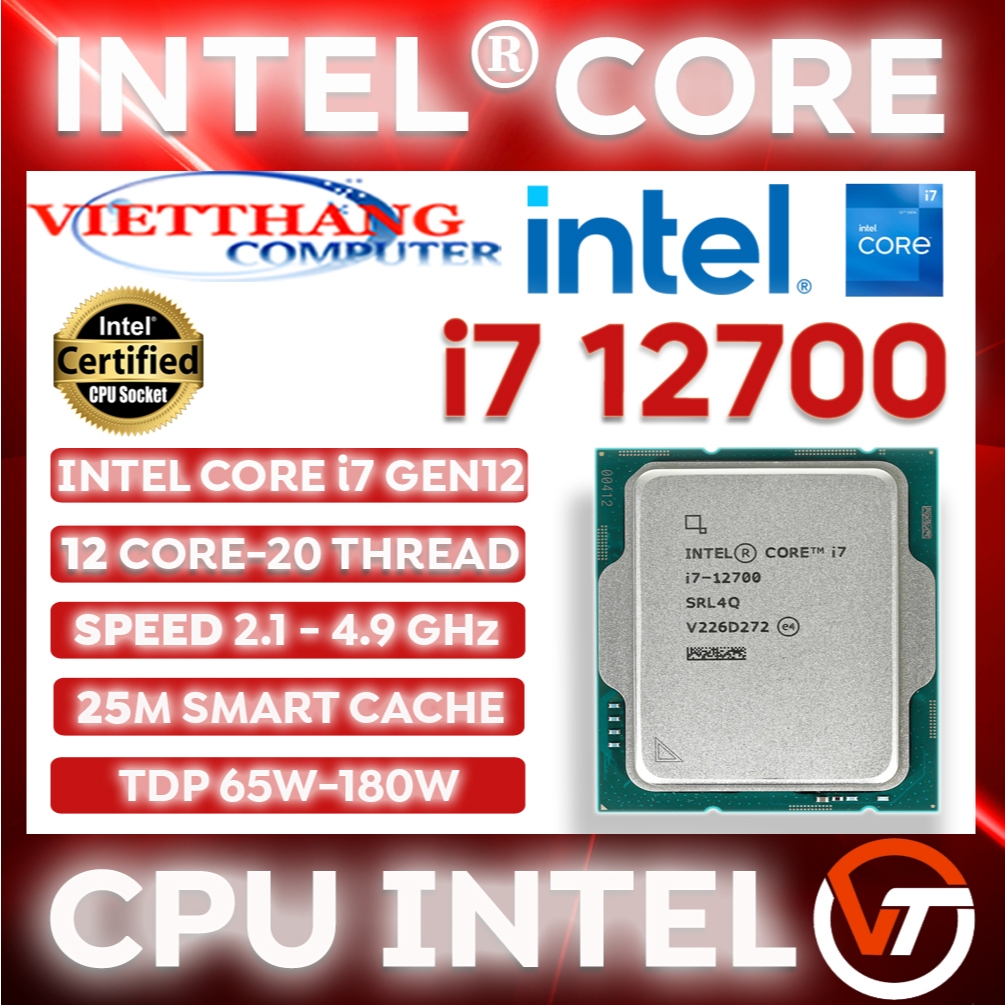 CPU Intel Core i7 12700 ( 2.1GHz Turbo 4.9GHZ 12 Nhân 20 Luồng ) Hàng cũ đã qua sử dụng BH 1 Tháng