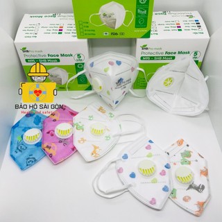 Khẩu trang n95 trẻ em có van thở SHB pro mask chính hãng hộp 10 cái, Kn95 em bé cao cấp chuẩn FFP2
