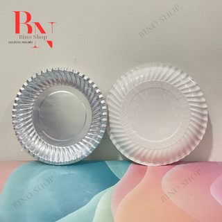 Set 10 Đĩa Giấy Mpet Bạc – Đế Trắng 16cm
