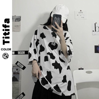 Áo phông bò sữa dáng rộng chất vải cotton dày mịn hl029 - titifa shop