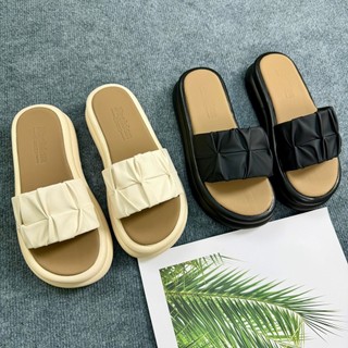Dép lê nữ độn đế 5cm quai ngang nhúm hàng loại 1 full box