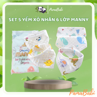 Set 5 yếm xô 6 lớp Manny siêu mềm cho bé