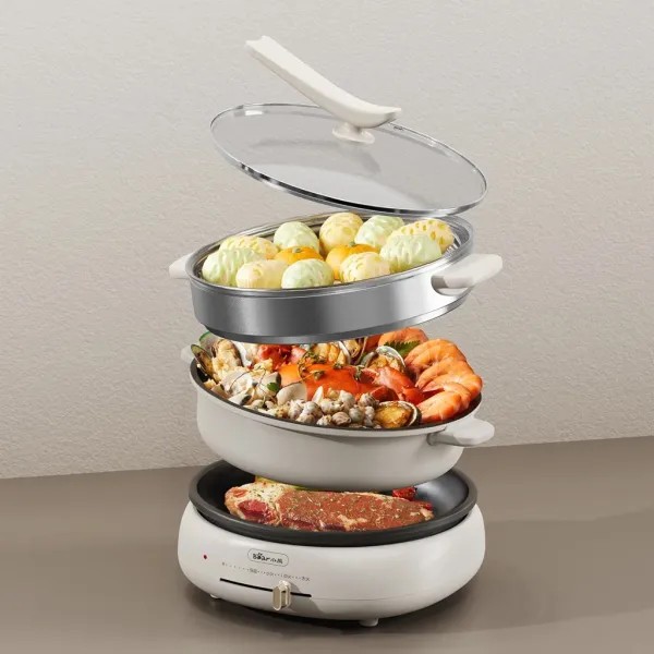 Bếp lẩu nướng hấp đa năng Bear DHG-C40W2 - Bảo hành 12 tháng