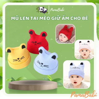 Mũ len tai mèo dễ thương cho bé, mũ len giữ ấm cho bé 0-2 tuổi
