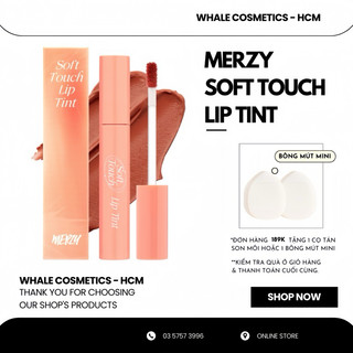Son Kem Siêu Lì, Siêu Mịn Môi Merzy Soft Touch Lip Tint 3g