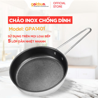 Chảo Inox Chống Dính Goldsun 3 Lớp Đáy Từ Sử Dụng Trên Mọi Loại Bếp GPA1401