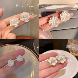 Bông tai kiểu hoa trà cá tính đẹp tinh tế khuyên tai nữ Hàn Quốc phụ kiện trang sức