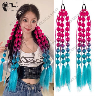 Chùm tóc giả tết dài 50cm bím hồ lô màu omber dành cho các nữ nhảy