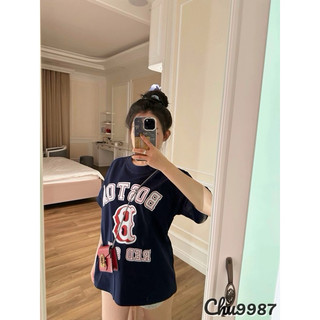 Áo thun áo phông in Bos.ton màu xanh đen 100% cotton hàng full tag