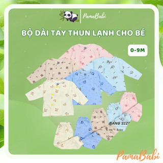 Combo 3 bộ dài tay vải Petit thun lạnh cho bé sơ sinh, Bộ quần áo dài tay khuy cài lệch cho bé 3-9kg