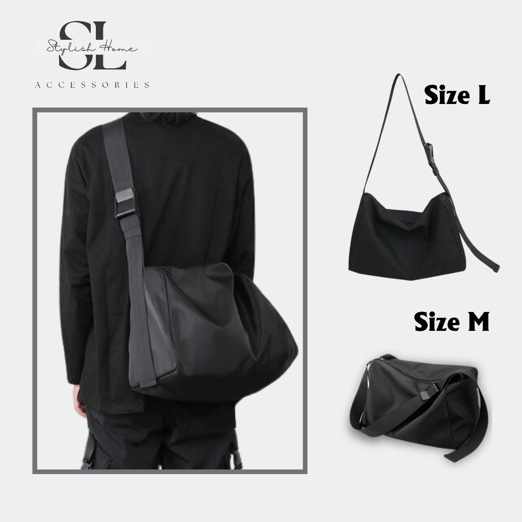 Túi Đeo Chéo Nam Vải Dù Trơn Size Lớn Chống Thấm Nước - Form Túi Siêu Rộng Mang Thể Thao, Du Lịch