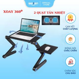 Bàn Laptop Máy Tính Xoay 360 Độ Có 2 Quạt Tản Nhiệt Và Kê Chuột Để Nhiều Tư Thế