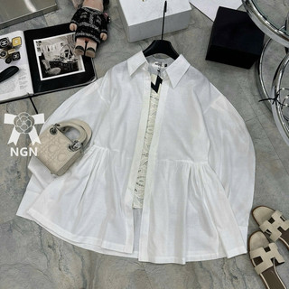 Áo Sơ Mi Phối Ren Chất Đũi Mềm Chuẩn Kim Anh Bùi