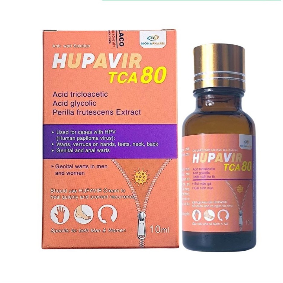 [Che tên] Hupavir TCA 50%, 80% lọ 10ml hỗ trợ trị sùi mào gà (tặng 1 hộp bcs sato)