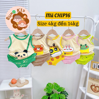 Mã chip16 bộ ba lỗ chip thun lạnh cho bé gấu thỏ ếch