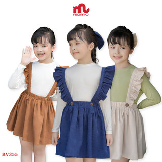 Váy yếm nhung bé gái RIOMIO size 𝟏𝟓-𝟑𝟓𝐤𝐠 đai bèo công chúa sang chảnh cho bé đi chơi mặc tết - RV355