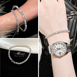  Vòng Tay Lắc Tay Nữ Đá Zircon Dây Mềm Chốt Bấm Sang Trọng - B02