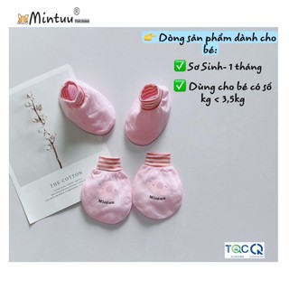 Set 5 bộ bao tay chân sơ sinh Newborn, cho bé 0-1 tháng, nhẹ kg <3,5 kg, vải sợi tre,hiêu Mintuu-3231