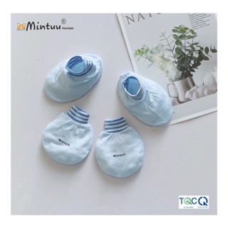 Set 5 bộ bao tay chân sơ sinh Newborn vải viscose rayon, bé 0-1 tháng, nhẹ kg <3,5 kg hiêu Mintuu-3231