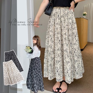 [XẢ KHO-HÀNG QUẢNG CHÂU] Chân váy hoa nhí Minmax House chất vải voan nhăn cạp chun dáng xoè, chân váy dài HOA NHÍ