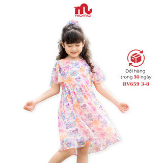 Váy bé gái mùa hè cộc tay vải tơ hoa RIOMIO size 16-33kg, tặng kèm dây buộc tóc scrunchies RV659