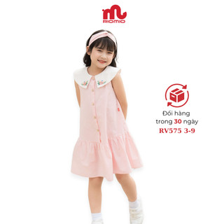 Váy bé gái RIOMIO thiết kế đuôi cá, cổ bẻ thêu hoa chất cotton thô mềm cho bé 3-9 tuổi RV575
