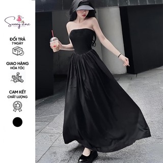 Đầm ống đen cúp ngực, 2 dây tôn dáng (SN208)