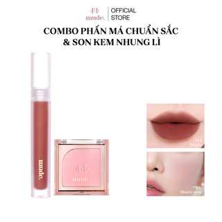 Combo Phấn Má Hồng Mịn Lì Kiềm Dầu Chuẩn Màu mude (5g) & Son Kem Mịn Lì Nhẹ Như Nhung Blur mude (3g)