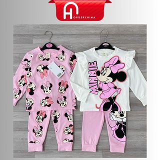 Set 2 bộ dài tay mickey minnie hồng trắng cho bé gái - HNOrderChina