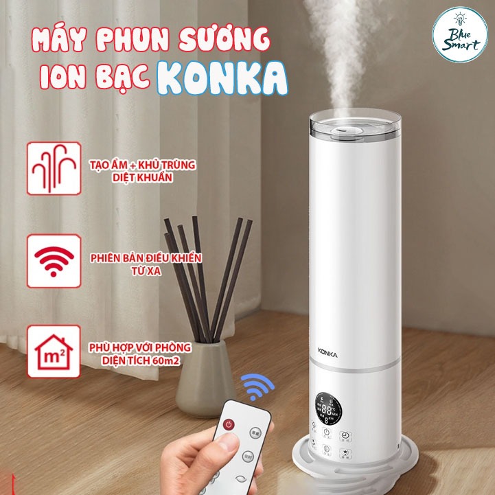 Máy Phun Sương Tạo Độ Ẩm - Tạo Ion Bạc Kháng Khuẩn KONKA Có Điều Khiển Từ Xa Dung Tích 6L Lưới Lọc Nano Loại Bỏ Vi Khuẩn