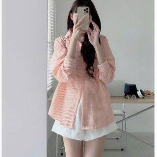 Áo sơ mi tay dài trơn kẻ sọc chất vải đũi xốp form rộng unisex nam nữ-shopsituoiteen