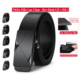 Thắt Lưng Nam Da Bò Thật Hai Lớp Dây Luồn Trong VICENZO Khóa Tự Động Ko Rỉ, Dây Nịt Thắt Lưng Nam Da Thật.