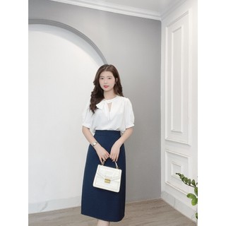 Áo Sơ Mi Lụa Min House Cổ Nơ Lệch Cúc Ngọc Cao Cấp