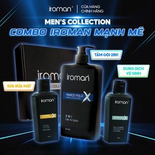 Hộp Quà IROMAN Mạnh Mẽ Tắm Gội 2in1 Hương Nước Hoa Nam 400G + Tinh Chất Thảo Dược Vệ Sinh 120G + Sữa Rữa Mặt Nghệ 120G
