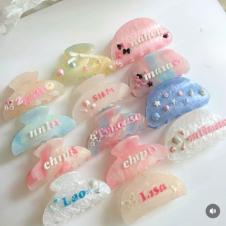 Kẹp Tóc Custom Tên Theo Yêu Cầu Dành Tặng Bạn Gái,Kẹp Tóc Xà Cừ Đổi Màu VANNA Quà Tặng Ngày 8/3