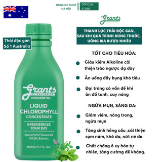 Nước Diệp Lục Cô Đặc Grants Chlorophyll Làm Sáng Da Tăng Cường Sức Đề Kháng Thải Độc Gan Chai 500ml