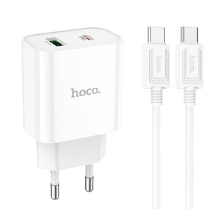 Bộ sạc nhanh pd20w hoco c80a plus 1 cổng type-c/ usb kèm dây cáp type-c to type-c dài 1m