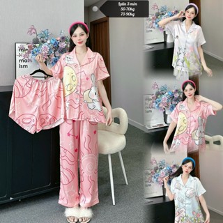 Đồ bộ mặc nhà pijama nữ tay NGẮN quần dài, quần đùi lụa LATIN size 1(50-70kg) 2(70-90kg) LT228