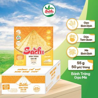 Thùng 50 Gói Bánh Tráng Gạo Mè Nướng Sẵn SACHI 75 Gram